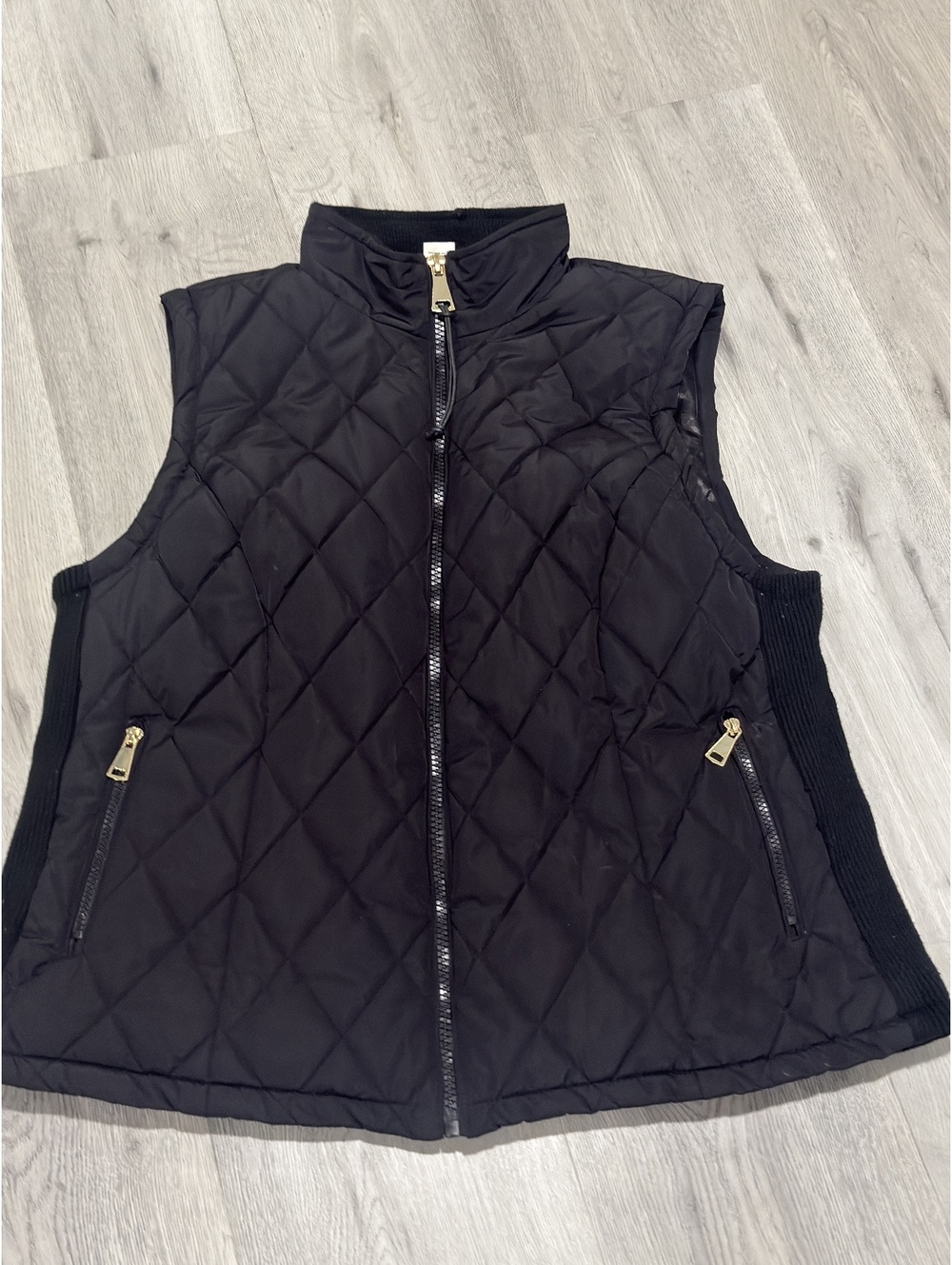 Workshop Women's Quilted Vest Black 2X Polyester Ribbed Side Panels